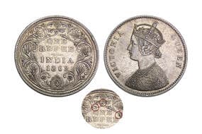 India, British India, Victoria Queen, Silver Rupee, 11.66grms, 1862, GK#247, A/II(iii), 3 Pineapple Buds, Minted at...