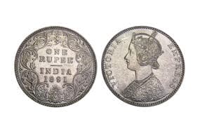 India, British India, Victoria Empress, Silver Rupee, 11.66grms, 1891, GK#569, C2/I, "B" Incused, Minted at Bombay,...
