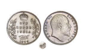 India, British India, Edward VII, Silver Rupee, 11.66grms, 1904, ERROR 3 Diamonds position in Urdu Inscription, "B"...