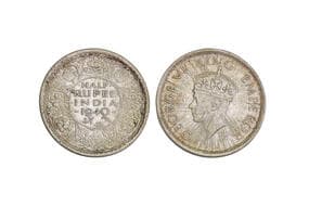 India, British India, George VI, Silver 1/2 Rupee, 5.80grms, 1940, Sun Bust Error, GK#1299, Minted at Bombay, Very...