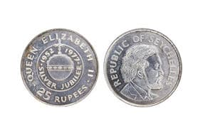 Seychelles, 25 Rupees, Silver (.500), 28.30grms, 1977, Commemorative issue of 25th Anniversary of the Accession of...