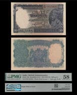 India, British India, Ten Rupees, ND (1928–1935), Signed by J.W. Kelly, Pick#16b, Jhun & Rez#3.8.2, PMG 58 Choice...