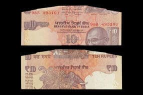 Republic India, Ten Rupees, Signed by Raghuram G. Rajan, Sheet Error with 2 Notes, Incorrectly Positioned Sheet...