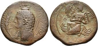 Islands off Sicily, Melita Bronze circa 150-164, Æ 26 mm, 10.79 g. ΜΕΛΙΤΑΙΩΝ Head of Isis l., wearing...
