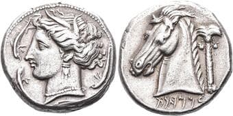 The Carthaginians in Italy, Sicily, Sardinia and North Africa Tetradrachm, Entella (?) circa 320-300, AR 25 mm, 17.16...