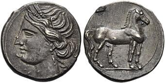 The Carthaginians in Italy, Sicily, Sardinia and North Africa Quarter of shekel, uncertain mint in Bruttium circa...
