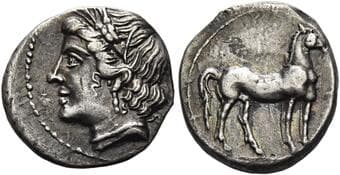 The Carthaginians in Italy, Sicily, Sardinia and North Africa Quarter-Shekel, Locri (?) circa 215-205, AR 14 mm, 1.84...