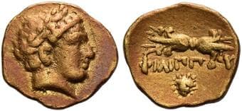 Kingdom of Macedonia. Philip II, 359 – 336 and posthumous issues 1/12 stater, Pella circa 345-342, AV 7 mm, 0.72 g....