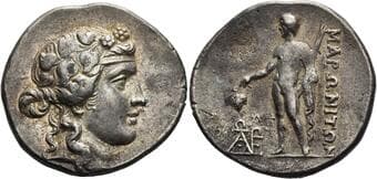 Thrace, Maroneia Tetradrachm after 146, AR 30 mm, 16.89 g. Wreathed head of young Dionysus r. Rev. MAPΩNITΩN ...