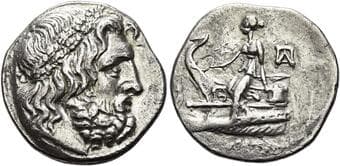 Thessaly, Magnetes Drachm circa 196-146, AR 18 mm, 3.96 g. Laureate head of Zeus r.; behind, AΓ monogram. Rev....