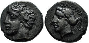 Thessaly, Phalanna Dichalkon circa III century BC, Æ 16 mm, 4.04 g. Youthful male head l., wearing diadem. Rev....