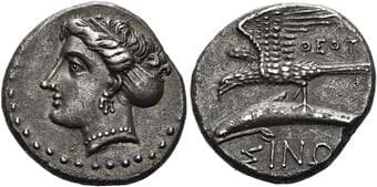 Paphlagonia, Sinope Drachm circa 330-300, AR 19 mm, 4.95 g. Head of nymph l., wearing sphendone. Rev. ΣΙΝΩ /...