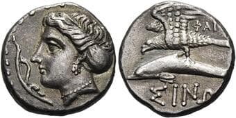 Paphlagonia, Sinope Drachm, magistrate Phai.. circa 330-300, AR 19 mm, 5.92 g. Head of Sinope l.; in l. field,...