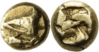 Mysia, Cyzicus Hecte circa 600-550, EL 10 mm, 2.71 g. Head of tunny l.; below, fishtail. Rev. Incuse punch....