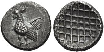 Troas, Dardanos Obol V century BC, AR 10 mm, 0.59 g. Cockerel standing l. Rev. Striated concave surface. Klein,...