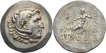 Aeolis, Temnos Tetradrachm in the name and types of Alexander III circa 188-162, AR 34 mm, 16.85 g. Head of Heracles...