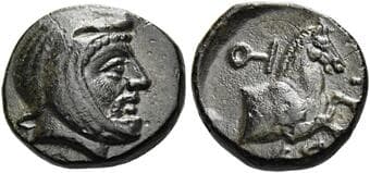 Ionia, Uncertain mint Spithridates, satrap. Bronze circa 335-334, Æ 11 mm, 1.33 g. Male head r. wearing satrap...