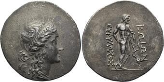 Islands off Caria, Cos Tetradrachm, magistrate Eurylochos circa 170-162, AR 35 mm, 16.39 g. Head of Aphrodite r.,...