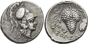 Cilicia, Soloi Stater circa 385-350, AR 22 mm, 9.79 g. Head of Athena r., wearing crested Corinthian helmet. Rev....