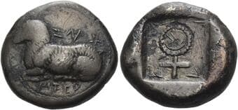 Cyprus, Salamis Evelthon's successors, 500 – 478. Plated siglos circa 500-478, AR 21 mm, 10.9 g. e u ve le to to se...