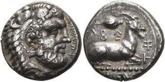 Cyprus, Salamis Evagoras I, 411 – 373. Siglos circa 411-373, AR 21 mm, 10.96 g. e u va ko ro in Cypriot characters....