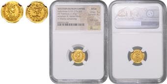 ANCIENT COINS WESTERN ROMAN EMPIRE, VALENTINIAN II Tremissis (375 - 392 AD), Valentinian II, Severní Itálie | N....