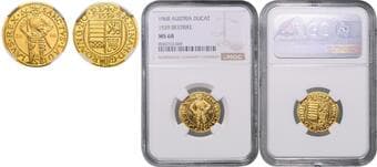 HOUSE OF HABSBURG FERDINAND I (1526 - 1564) 1 Ducat (restrike), 1539/1968, Linz NGC MS 68 | Mimořádný...