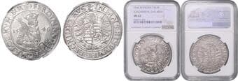 HOUSE OF HABSBURG FERDINAND I (1526 - 1564) 1 Thaler, 1546, Jáchymov, Dav 8045 NGC MS 62 | Mimořádný...