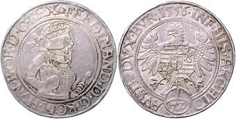 HOUSE OF HABSBURG FERDINAND I (1526 - 1564) 72 Kreuzer, 1556, Klagenfurt, 31,01g, Dav A 8022 VF | VF FERDINAND...