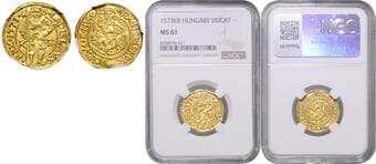 HOUSE OF HABSBURG MAXIMILIAN II (1564 - 1576) 1 Ducat, 1573, KB, Husz 973 NGC MS 61 MAXMILIÁN II. (1564 - 1576) ...