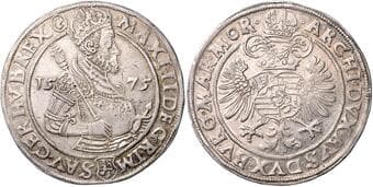 HOUSE OF HABSBURG MAXIMILIAN II (1564 - 1576) 1 Thaler, 1575, Jáchymov, 28,9g, Hal 230 about EF | about EF ...