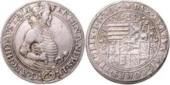 HOUSE OF HABSBURG ARCHDUKE FERDINAND (1564 - 1595) 60 Kreuzer - Guldentaler Archduke Ferdinand (1564 - 1595), 1570,...