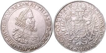 HOUSE OF HABSBURG MATTHIAS II (1608 - 1619) 1 Thaler, 1618, KB, 28,46g, Husz 1112 about EF | about EF MATYÁŠ...