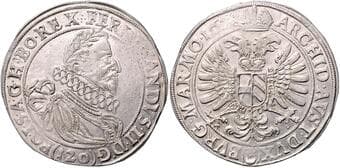 HOUSE OF HABSBURG FERDINAND II (1617 - 1637) 120 Kreuzer, 1621, Praha, 23,72g, Hal 697 EF | EF , nedoražený,...