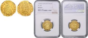 HOUSE OF HABSBURG FERDINAND III (1637 - 1657) 1 Ducat, 1645, KB, Fr 109 NGC MS 66+ FERDINAND III. (1637 - 1657) ...