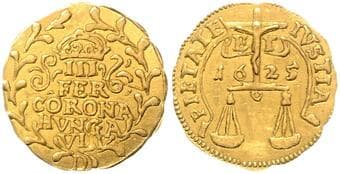 HOUSE OF HABSBURG FERDINAND III (1637 - 1657) Gold jeton Coronation of Ferdinand III as Hungarian King in Sopron 8....