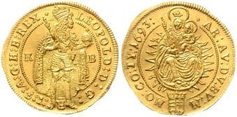 HOUSE OF HABSBURG LEOPOLD I (1657 - 1705) 1 Ducat, 1693, KB, 3,48g, Husz 1321 about UNC | about UNC , nepravidelný...