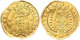 HOUSE OF HABSBURG LEOPOLD I (1657 - 1705) 1 Ducat, 1696, KB, 3,5g, Husz 1321 about UNC | about UNC , nepravidelný...