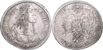 HOUSE OF HABSBURG LEOPOLD I (1657 - 1705) 1 Thaler, 1663, KB, 28,72g, Dav 3257 about EF | about EF , justovaný,...
