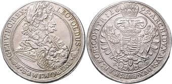 HOUSE OF HABSBURG LEOPOLD I (1657 - 1705) 1 Thaler, 1695, KB, 28,28g, Husz 1374 EF | EF LEOPOLD I. (1657 - 1705) ...