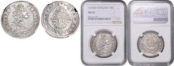 HOUSE OF HABSBURG LEOPOLD I (1657 - 1705) XV Kreuzer, 1674, KB, Husz 1423 NGC MS 62 LEOPOLD I. (1657 - 1705) XV...