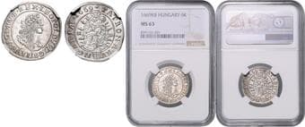 HOUSE OF HABSBURG LEOPOLD I (1657 - 1705) VI Kreuzer, 1669, KB, Husz 1450 NGC MS 63 LEOPOLD I. (1657 - 1705) VI...