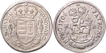 HOUSE OF HABSBURG JOSEPH I (1705 - 1711) 1/2 Thaler (Gulden) - Malkontenten, 1706, KB, 14,35g, Her 13 about EF |...
