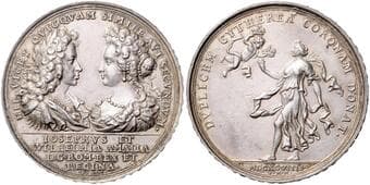 HOUSE OF HABSBURG JOSEPH I (1705 - 1711) Silver Medal Engagement of Joseph to Amalia Wilhelmina of Braunschweig,...