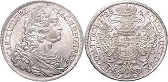 HOUSE OF HABSBURG CHARLES VI (1711 - 1740) 1 Thaler, 1728, Praha, 27,95g, Her 387 EF | EF , mírně čištěný |...