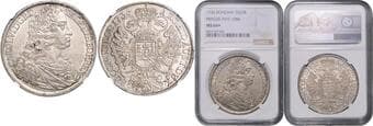 HOUSE OF HABSBURG CHARLES VI (1711 - 1740) 1 Thaler, 1736, Praha, Dav 1086 NGC MS 64+ | Mimořádný exemplář! |...