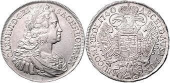HOUSE OF HABSBURG CHARLES VI (1711 - 1740) 1 Thaler, 1740, Praha, 28,6g, Hal 1811 EF | EF , drobné justování |...