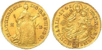 HOUSE OF HABSBURG MARIA THERESA (1740 - 1780) 1 Ducat, 1741, KB, 3,48g, Früh 1014 about EF | about EF, škrábanec...