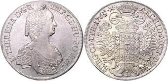 HOUSE OF HABSBURG MARIA THERESA (1740 - 1780) 1 Thaler, 1765, Hall, 28,04g, Früh 564 EF | EF , vlasové rysky,...