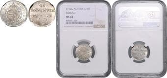 HOUSE OF HABSBURG MARIA THERESA (1740 - 1780) 1/48 Thaler, 1772, G, Her 754 NGC MS 64 MARIE TEREZIE (1740 - 1780)...